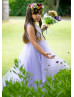 One Shoulder Lavender Tulle High Low Flower Girl Dress